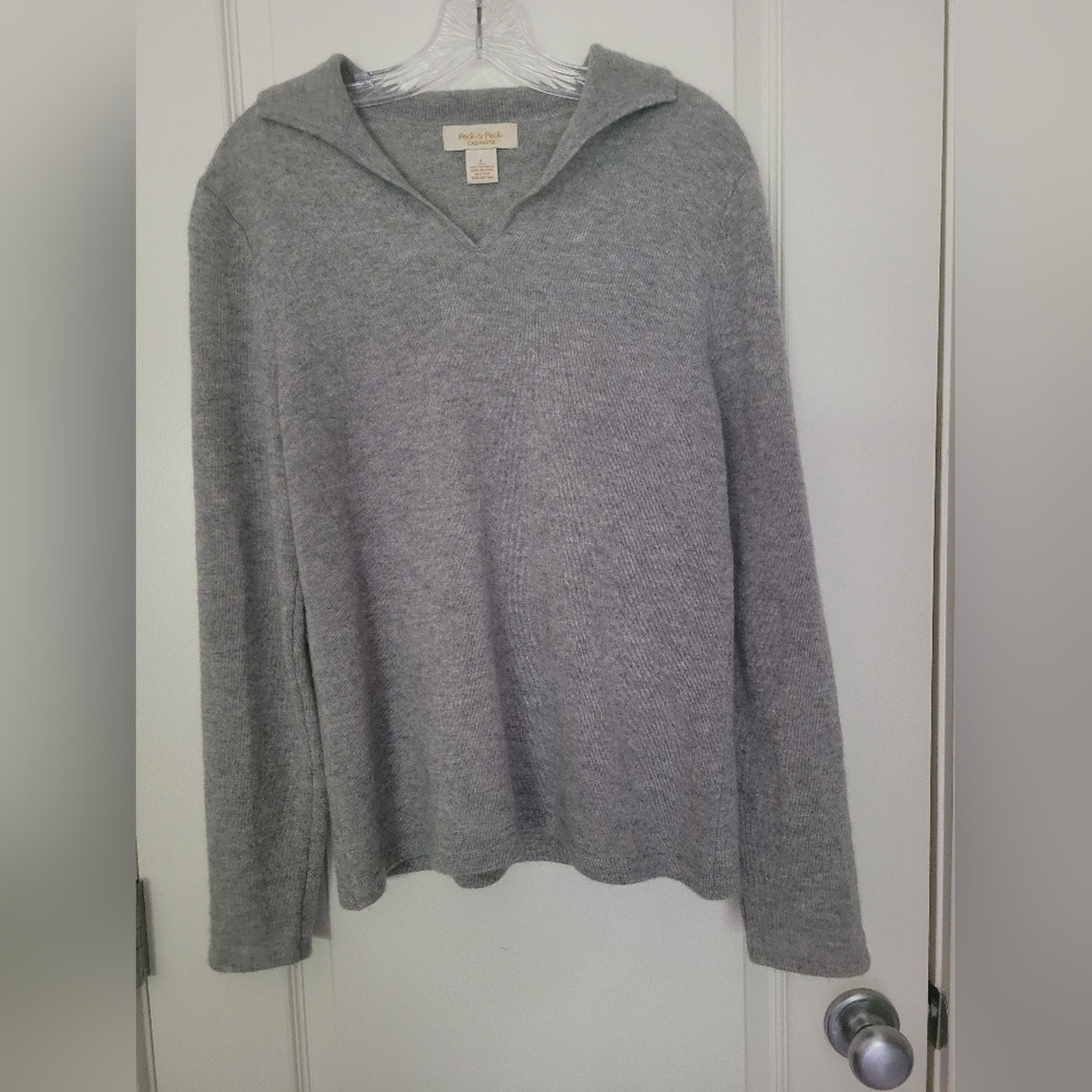 Peck and Peck Cashmere Grey Collared Sweater